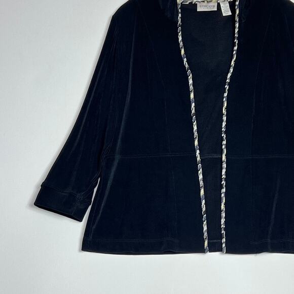 Chicos Travelers Long Sleeve Open Front Hoodie Cardigan Black Womens 1 Medium - Picture 6 of 12